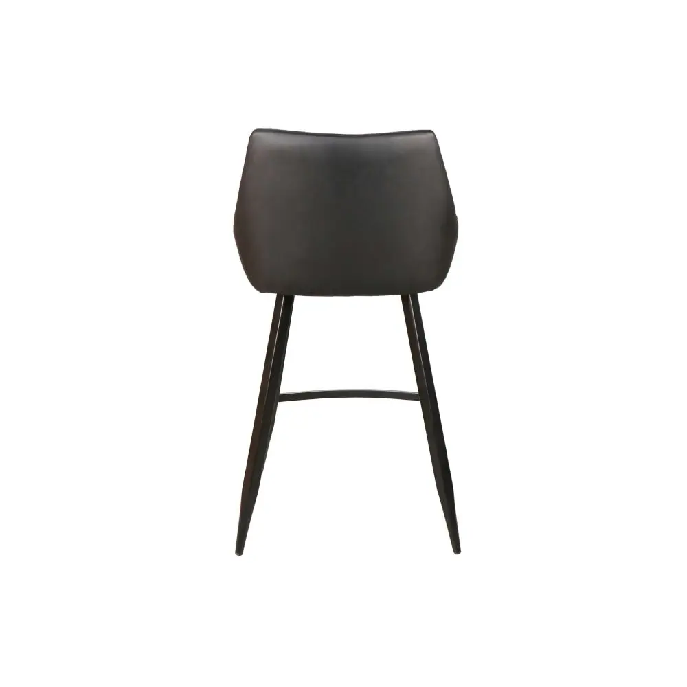 Raimon Furniture Set Of 2 Giannis Eco Leather Kitchen Counter Bar Stool Metal Legs - Black