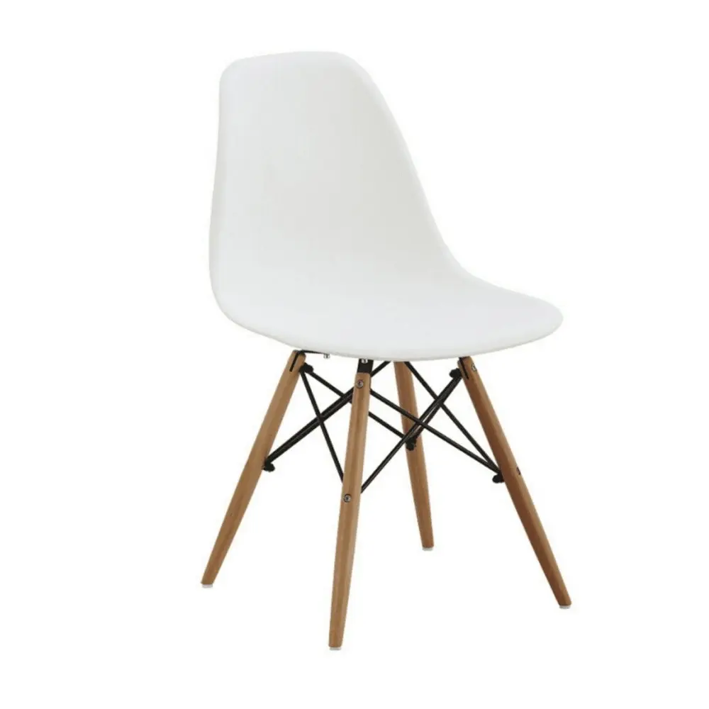 Design Square Set Of 4 Replica Dining Chair Eiffel Design Wooden Legs - White