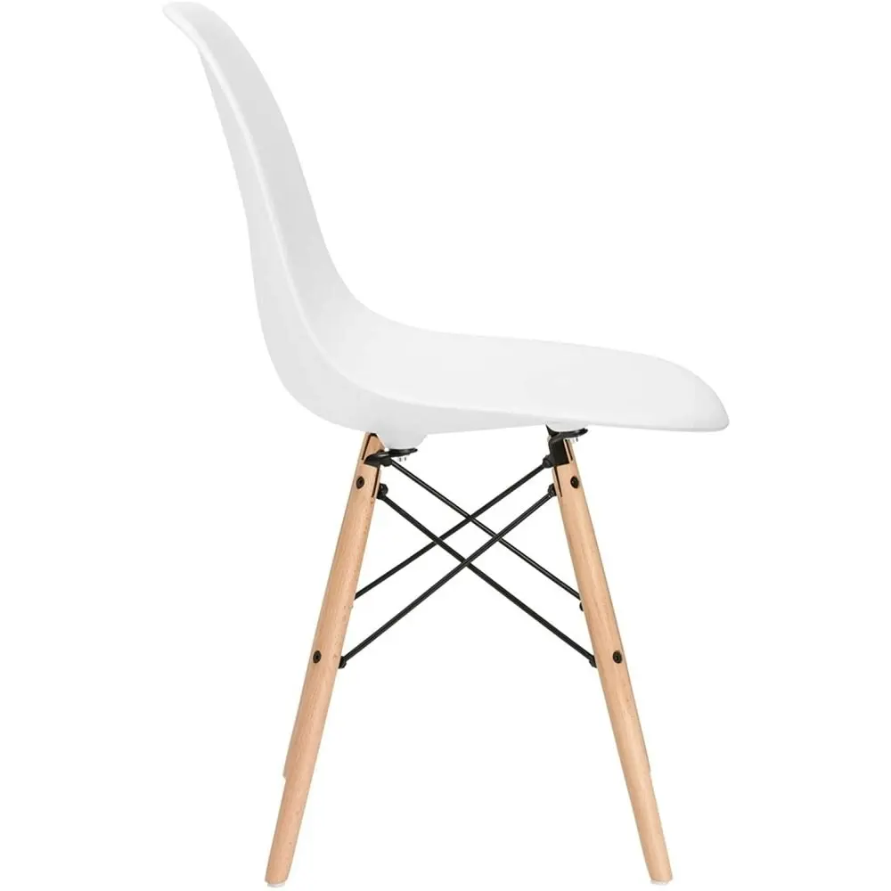 Design Square Set Of 4 Replica Dining Chair Eiffel Design Wooden Legs - White