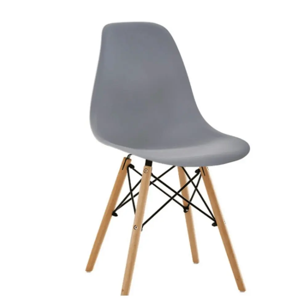 Design Square Set Of 4 Replica Dining Chair Eiffel Design Wooden Legs - Grey