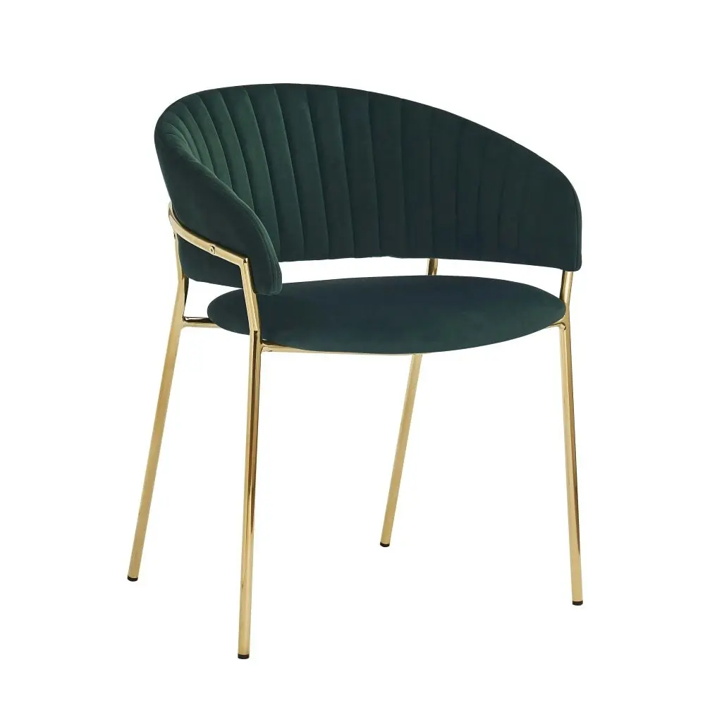 HomeStar Set of 2 Lex Velvet Fabric Dining Chair Gold Frame - Green