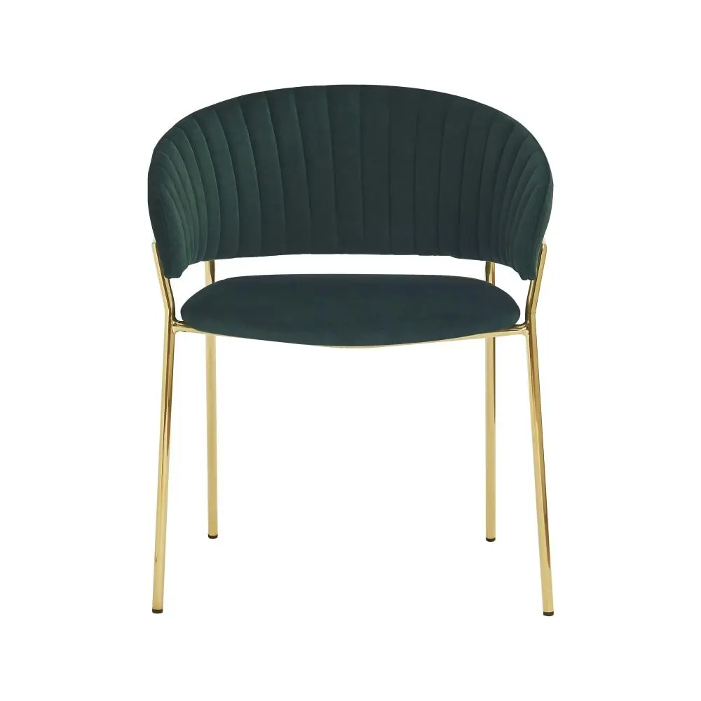 HomeStar Set of 2 Lex Velvet Fabric Dining Chair Gold Frame - Green