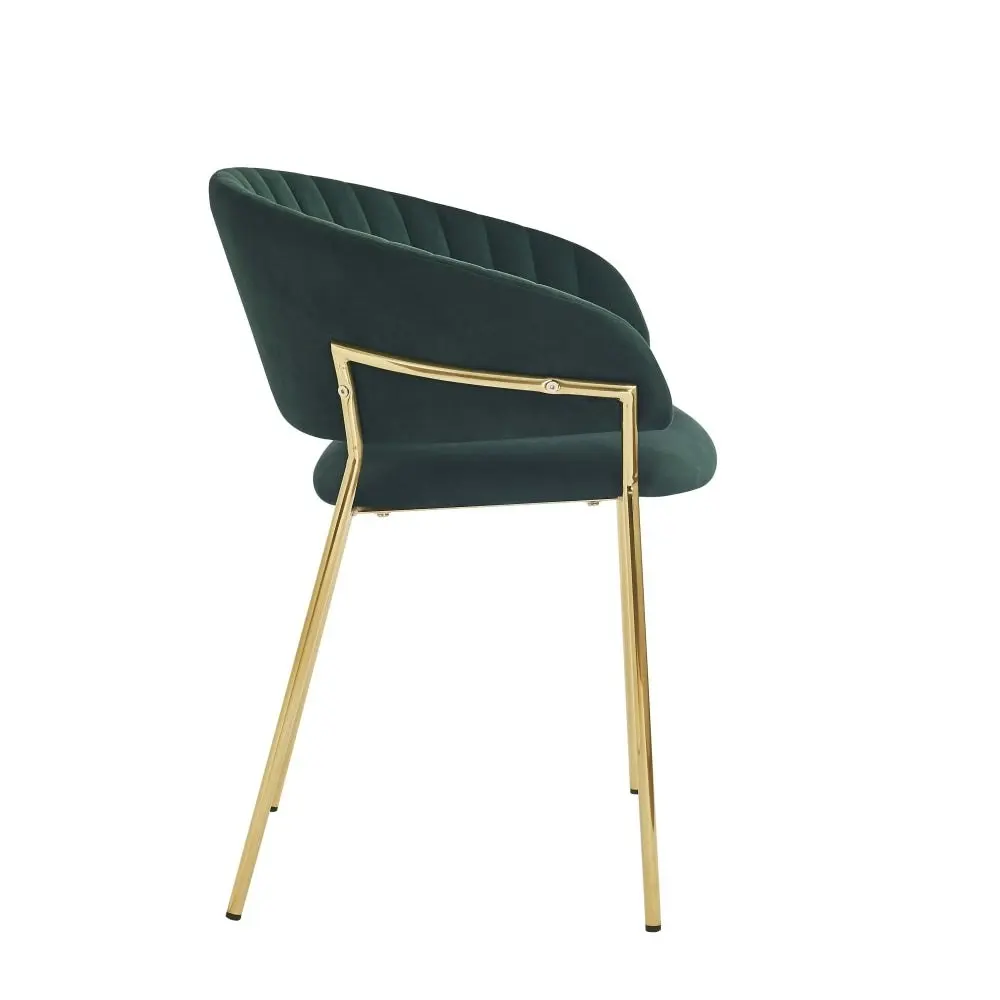 HomeStar Set of 2 Lex Velvet Fabric Dining Chair Gold Frame - Green