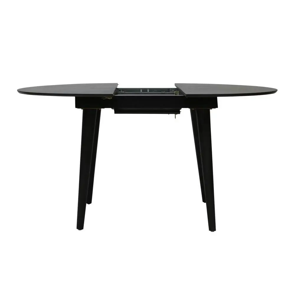 6IXTY Noche Round Oval Wooden Extension Dining Table 110-145cm - Black