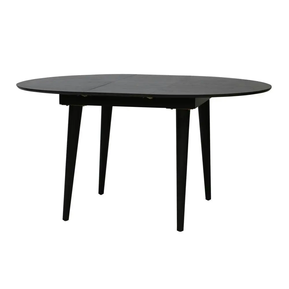 6IXTY Noche Round Oval Wooden Extension Dining Table 110-145cm - Black