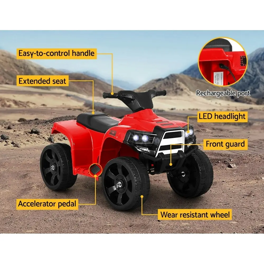 Rigo Kids Ride On Car ATV Quad Motorbike 4 Wheeler Electric Toys Battery Red