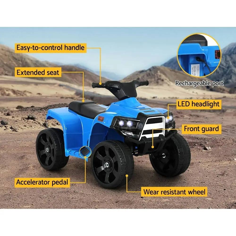 Rigo Kids Ride On Car ATV Quad Motorbike 4 Wheeler Electric Toys Battery Blue