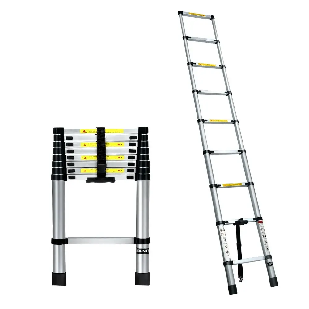 Giantz 2.6M Telescopic Ladder Aluminium Extension Extendable Steps Adjustable