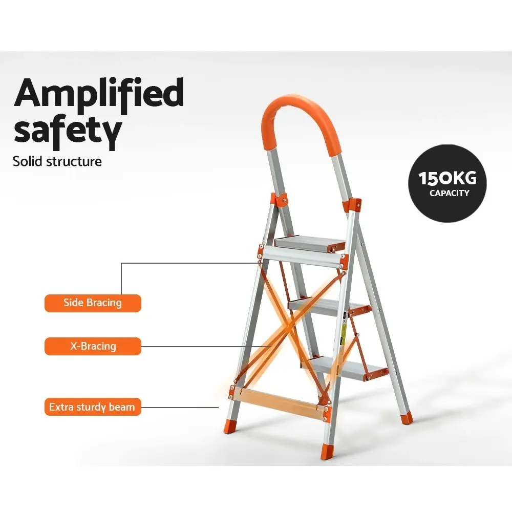 Giantz 3 Step Ladder Multi-Purpose Folding Aluminium Light Weight Platform