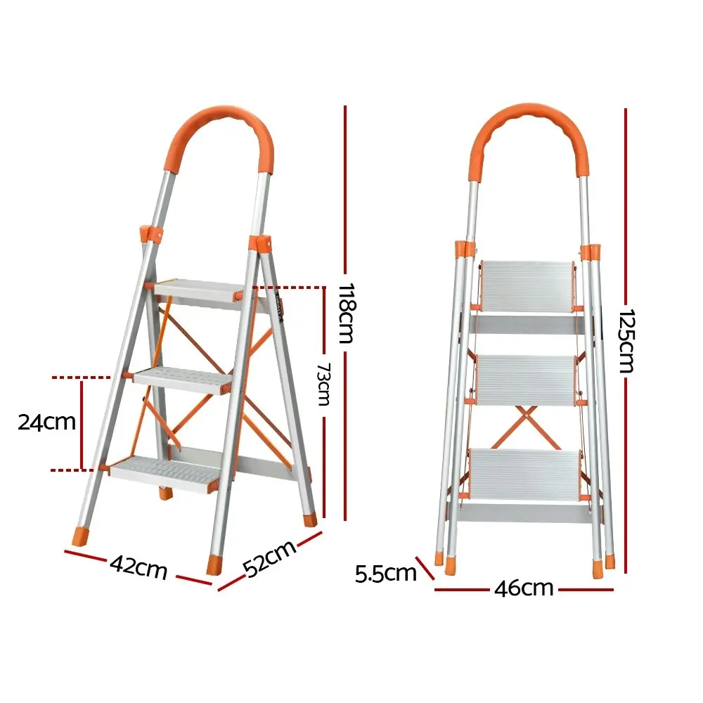 Giantz 3 Step Ladder Multi-Purpose Folding Aluminium Light Weight Platform