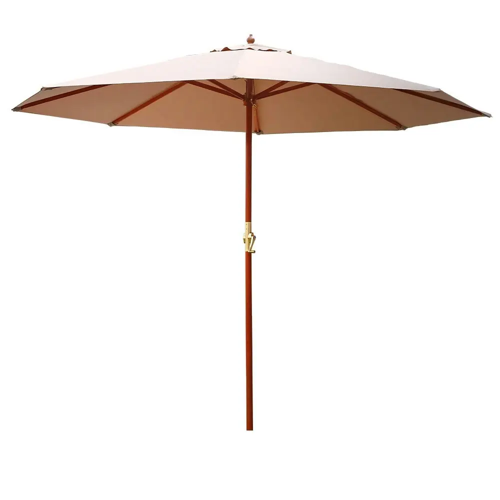 Instahut 3m Outdoor Umbrella Pole Umbrellas Beach Garden Sun Stand Patio Beige