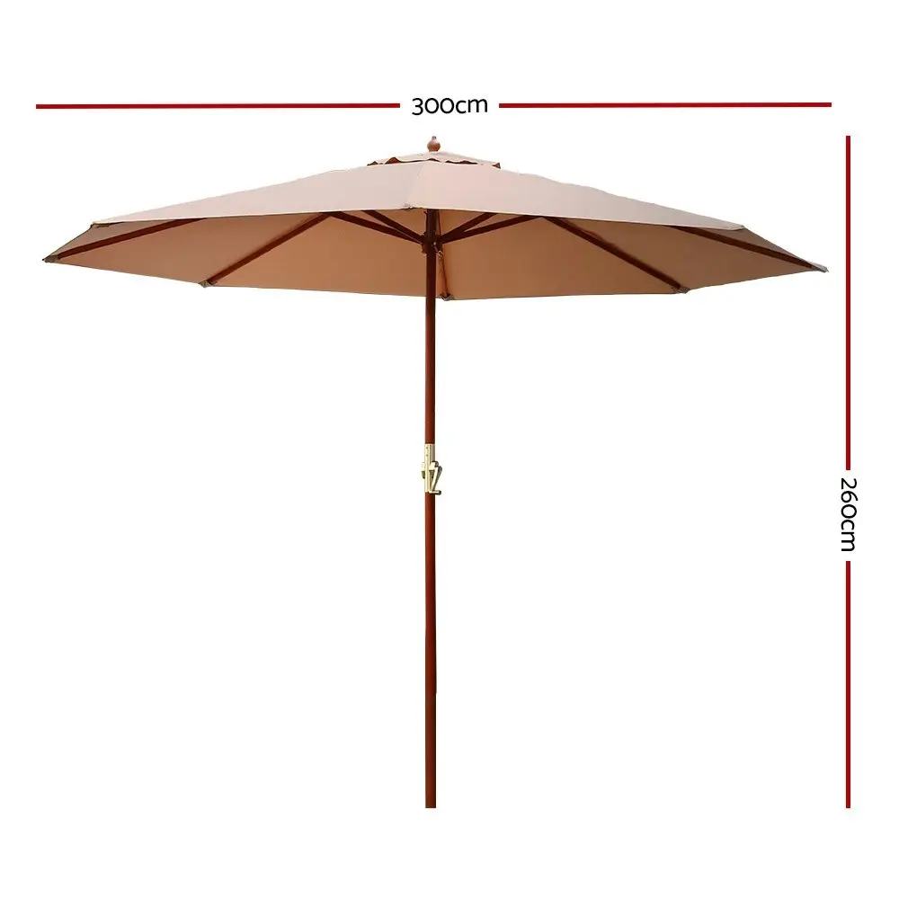 Instahut 3m Outdoor Umbrella Pole Umbrellas Beach Garden Sun Stand Patio Beige