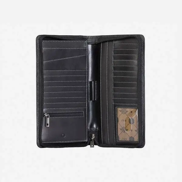 Jekyll & Hide Texas Large Zip-Around Travel And Passport Organiser, Black