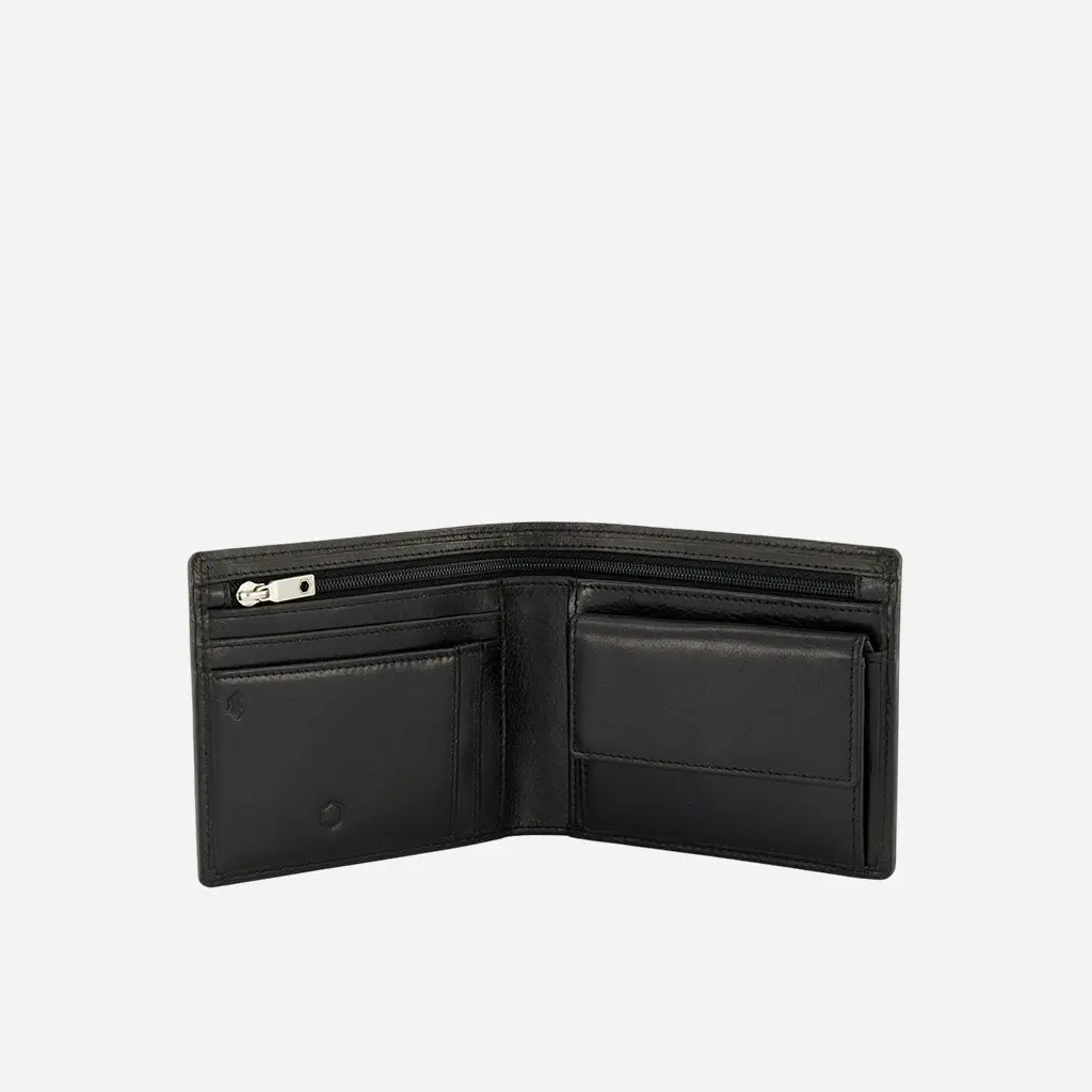 Jekyll & Hide Oxford Medium Billfold Wallet With Coin, Black