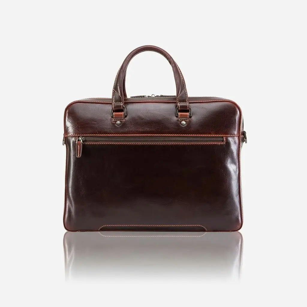 Jekyll & Hide Oxford Slim Zip Top Briefcase, Tobacco