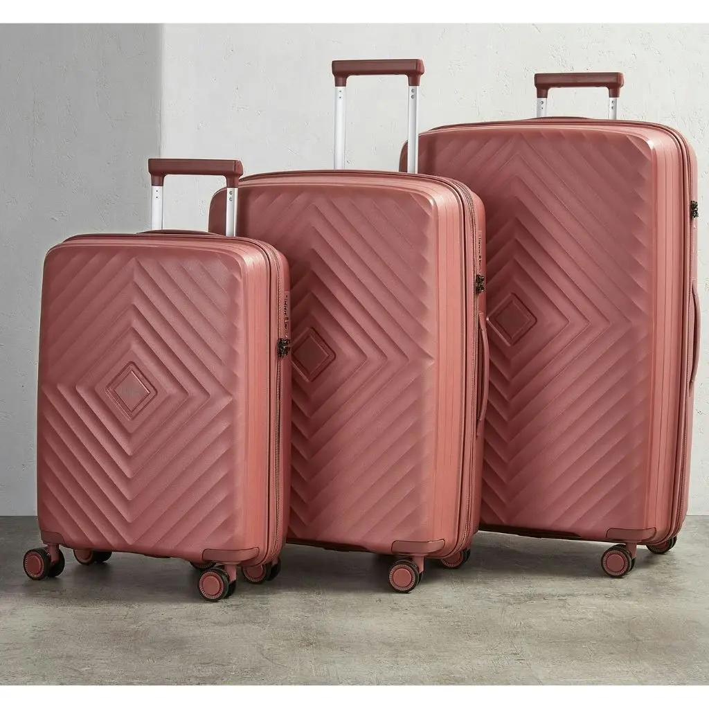 Rock Infinity 3 Piece Expander Hardsided Suitcase Set - Dusty Pink