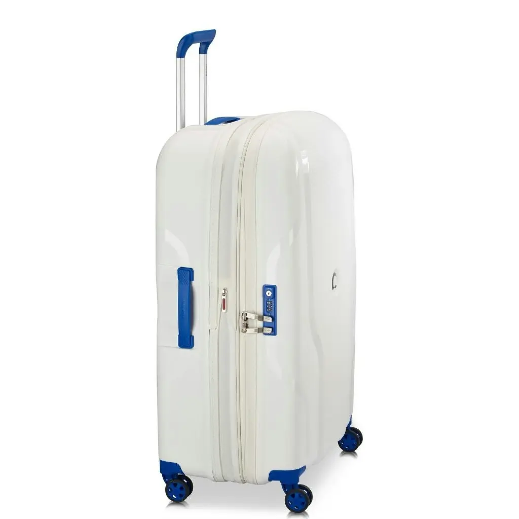 DELSEY Clavel 76cm Medium Hardsided Spinner Luggage - White/Blue