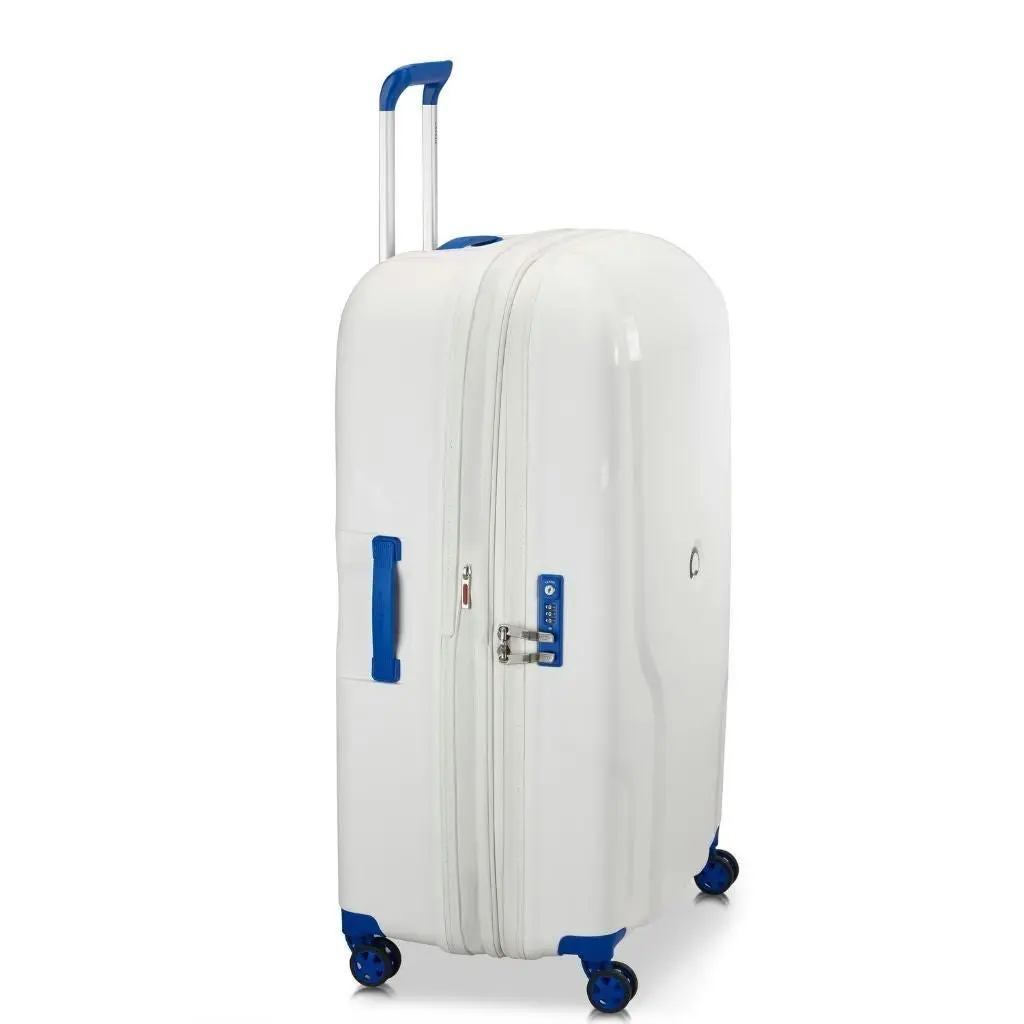 DELSEY Clavel 83cm Large Hardsided Spinner Luggage - White/Blue