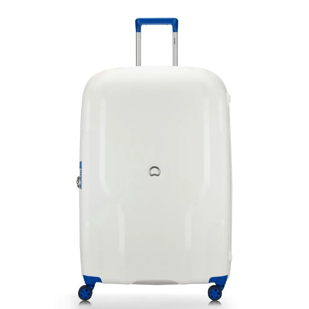 DELSEY Clavel 83cm Large Hardsided Spinner Luggage - White/Blue