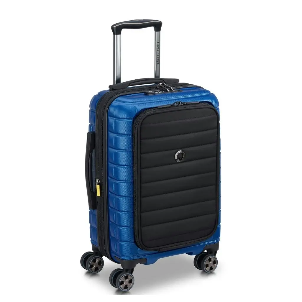 DELSEY Shadow 55cm Expandable Carry On Luggage - Blue + Laptop Sleeve