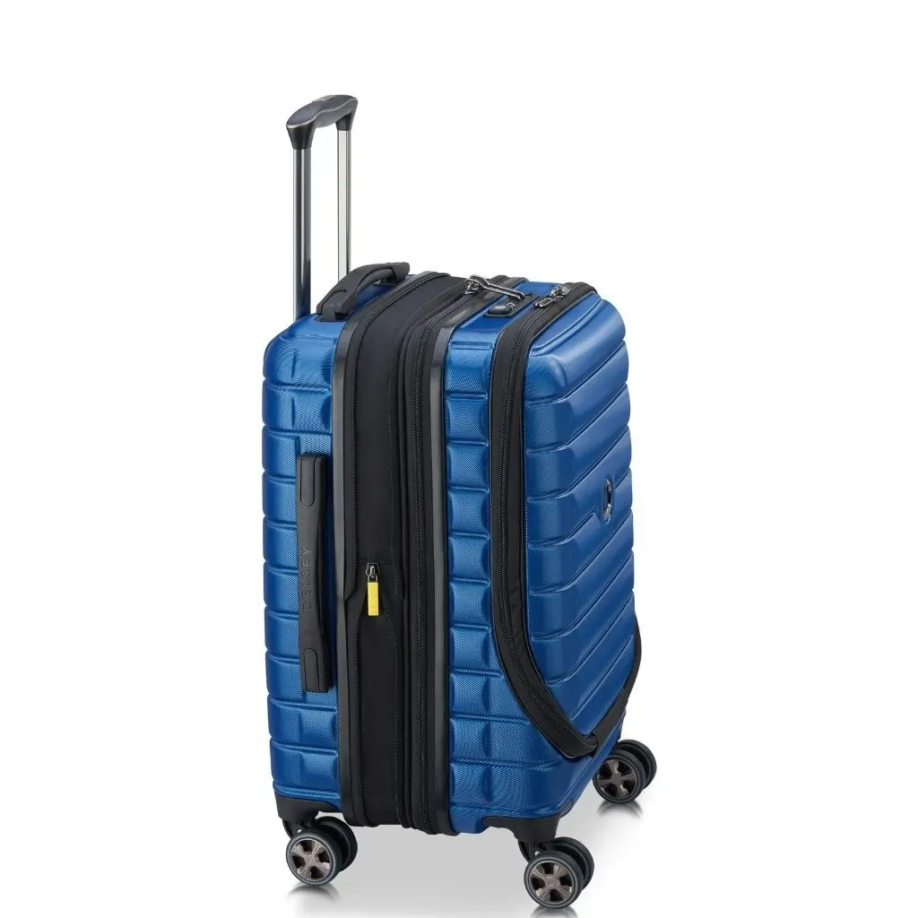 DELSEY Shadow 55cm Expandable Carry On Luggage - Blue + Laptop Sleeve