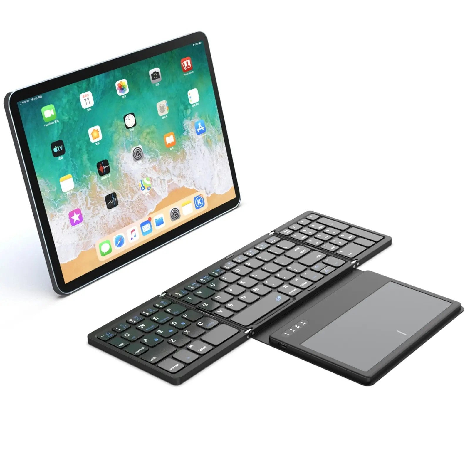 Todo Bluetooth Wireless Keyboard Touchpad Mouse 81 Key 3 Channel Mac Windows Android - Black