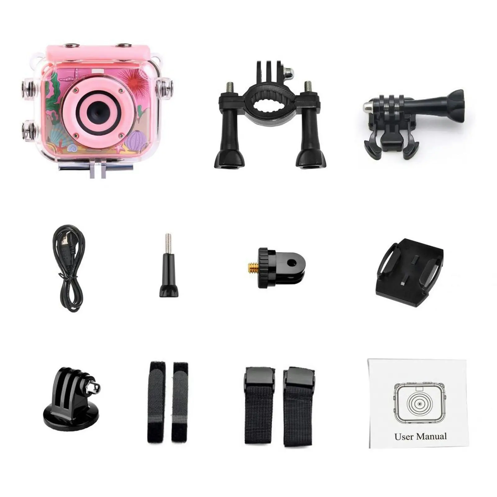 Todo 1080p FHD Kids Action Sports Camera 30M Waterproof 2" LCD Action Cam - Pink