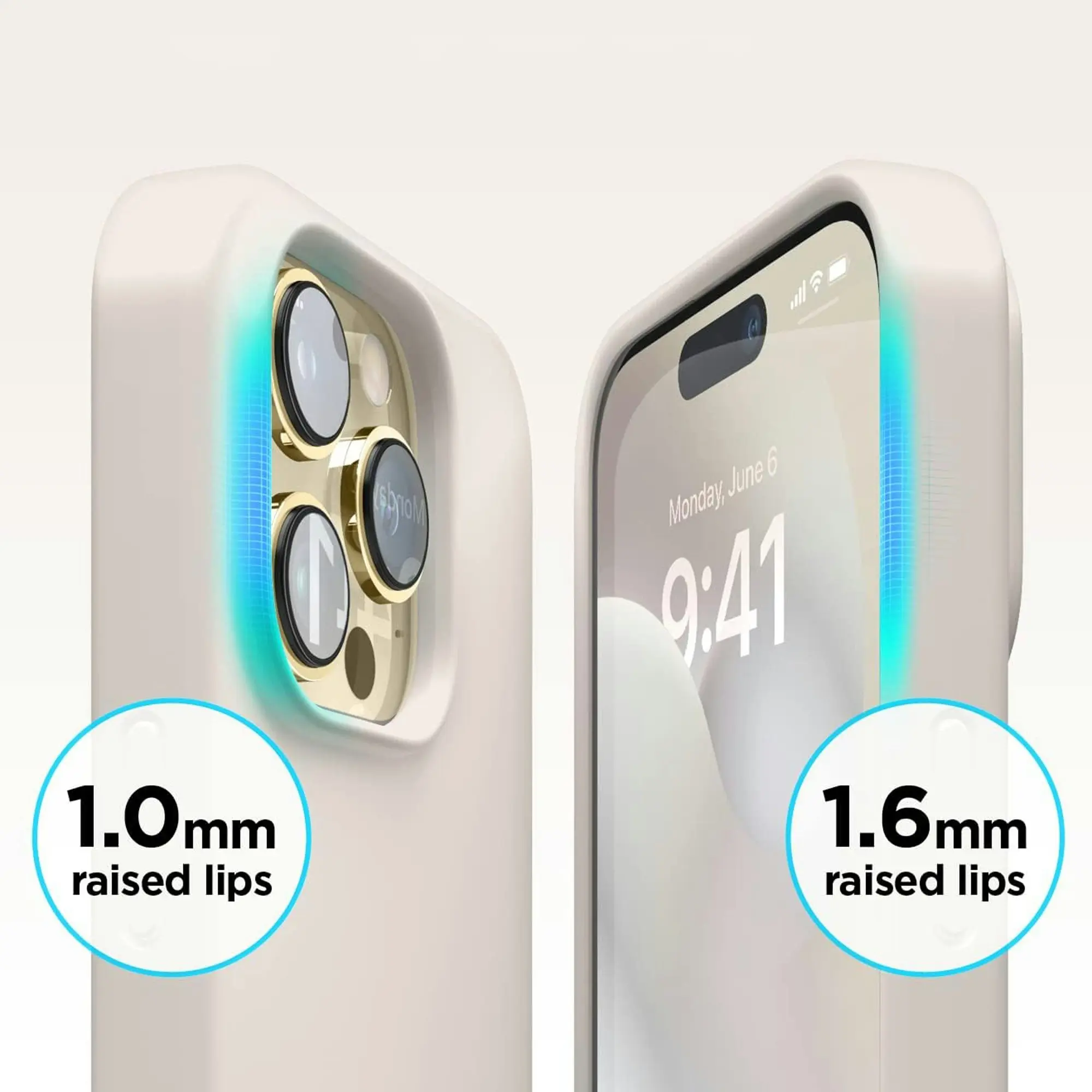 Premium Silicone Phone Case For iPhone 14 Pro Shockproof Microfiber Lining - Beige Cream White