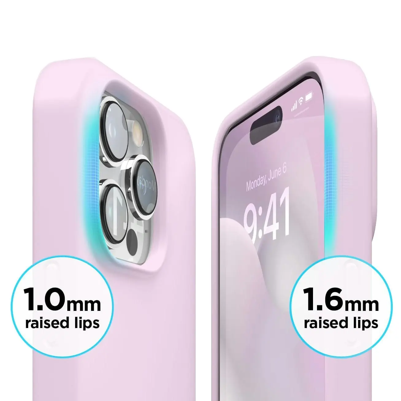 Premium Silicone Phone Case For iPhone 14 Pro Shockproof Microfiber Lining - Lilac