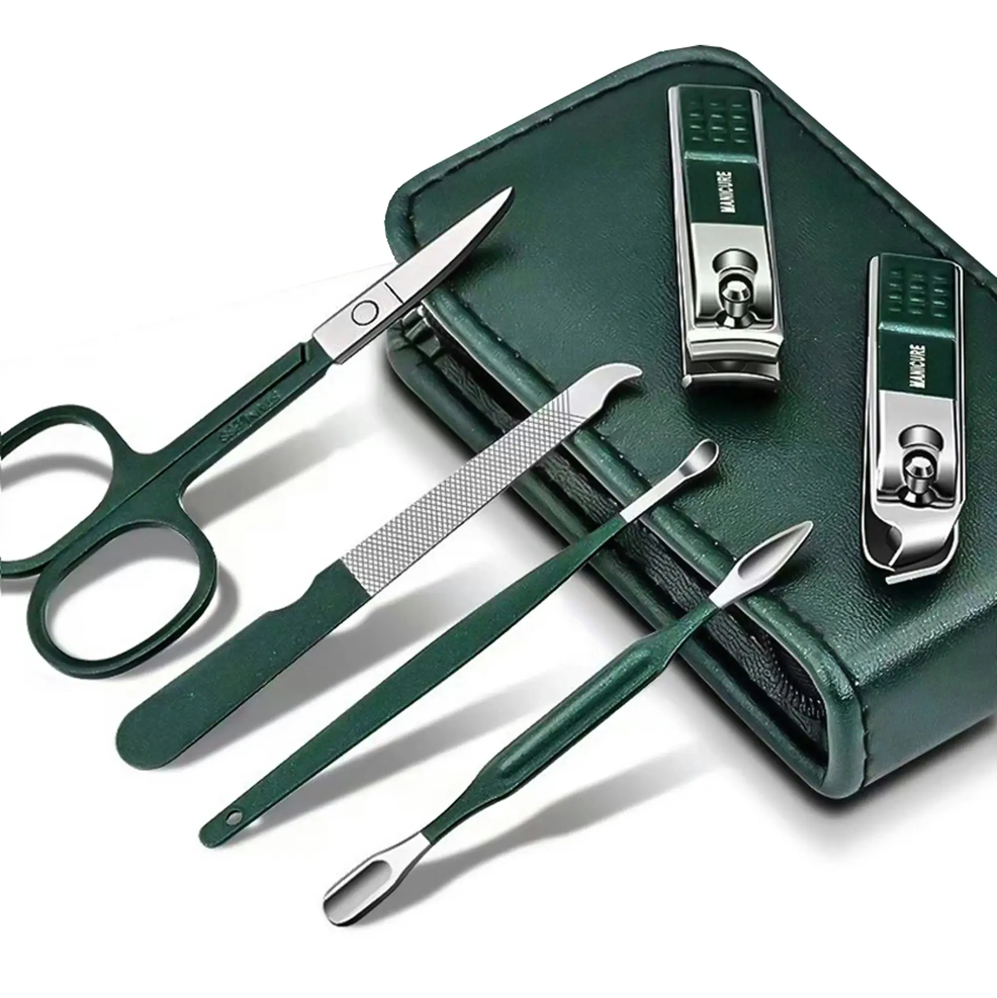 6 pcs Professional Manicure Set Nail Clipper Set Nail File Scissors Personal Care Tool Case