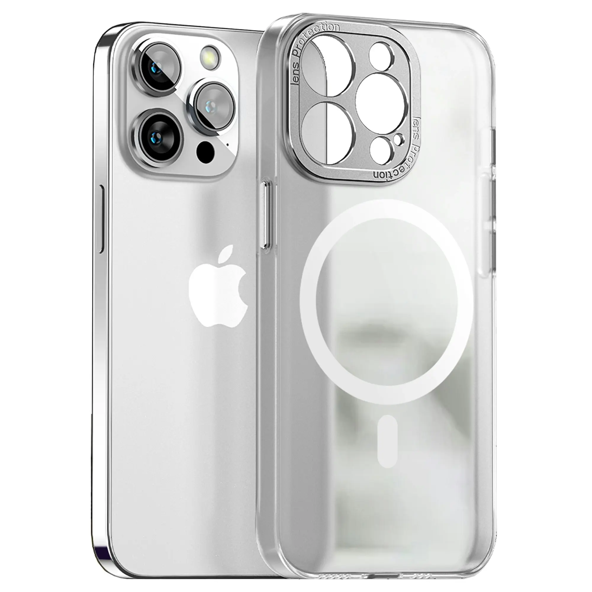 Premium MagSafe Phone Case For iPhone 14 Pro Max Shockproof Magnetic Case - Clear Translucent Silver