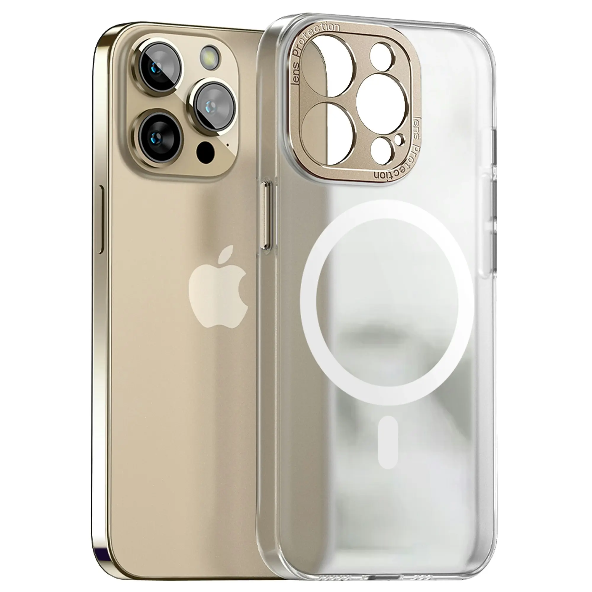 Premium MagSafe Phone Case For iPhone 14 Pro Max Shockproof Magnetic Case - Clear Gold