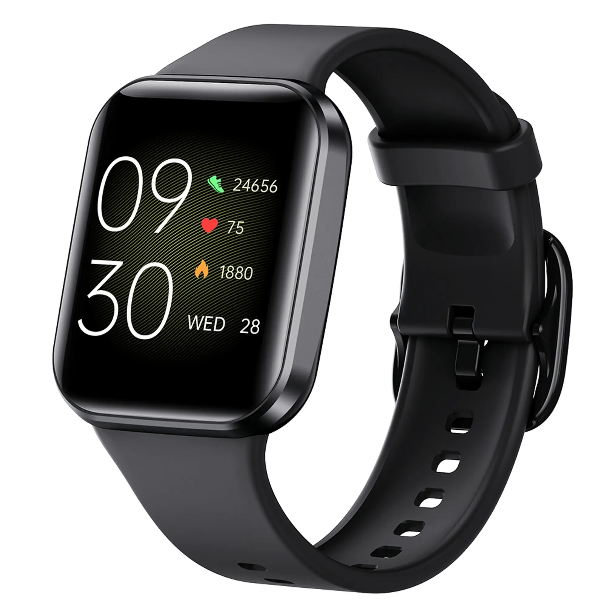 Bluetooth Smart Watch 1.6" TFT 2.5D Touch Screen Temperature Heart Rate Blood Pressure BT 5.0 - Black