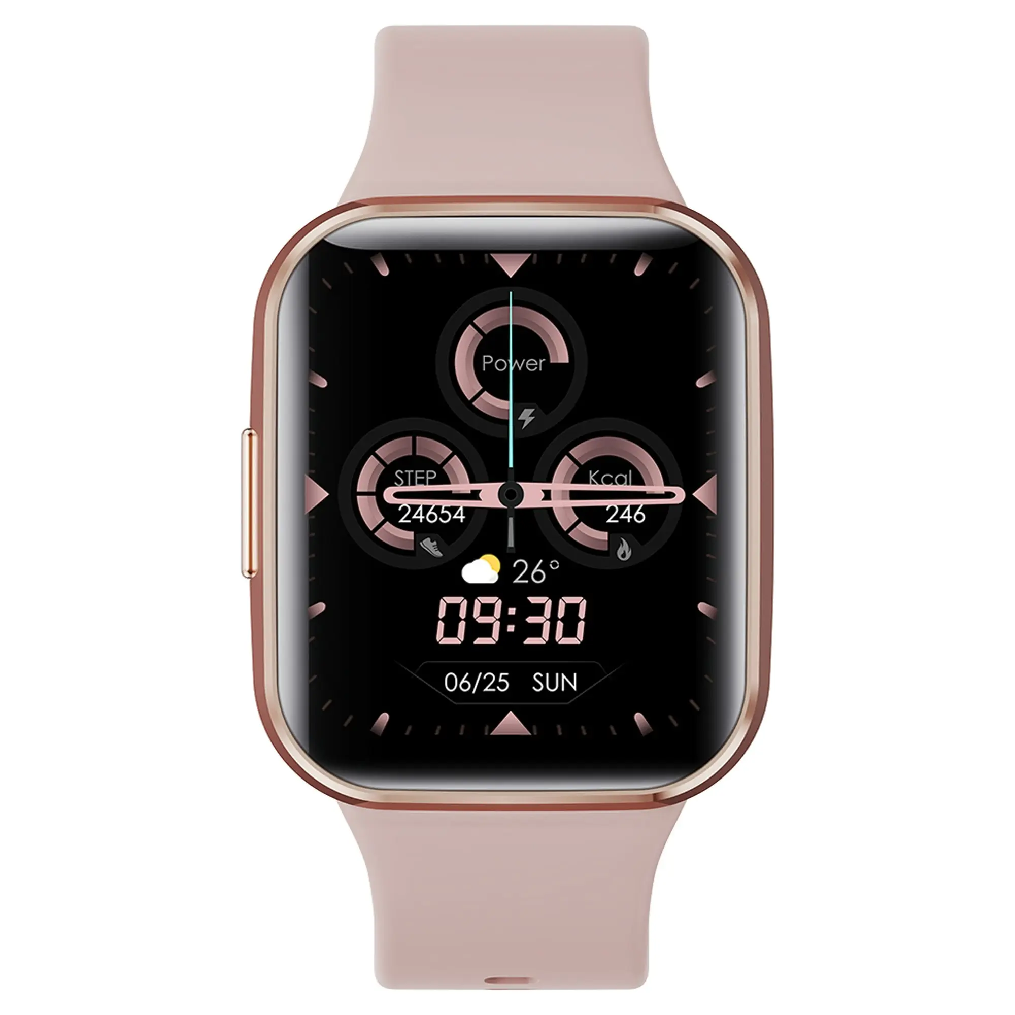 Bluetooth Smart Watch 1.6" TFT 2.5D Touch Screen Temperature Heart Rate Blood Pressure BT 5.0 - Pink