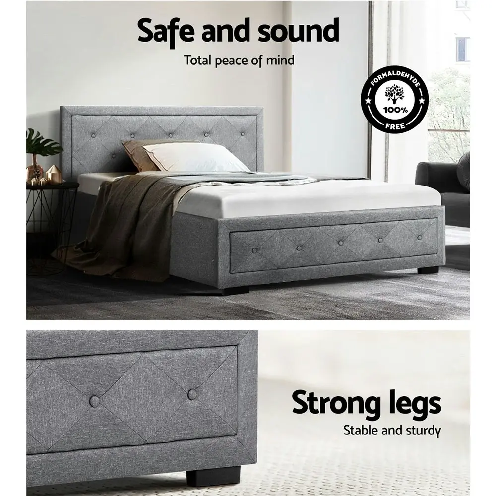 Artiss Bed Frame King Single Size Gas Lift Grey TIYO