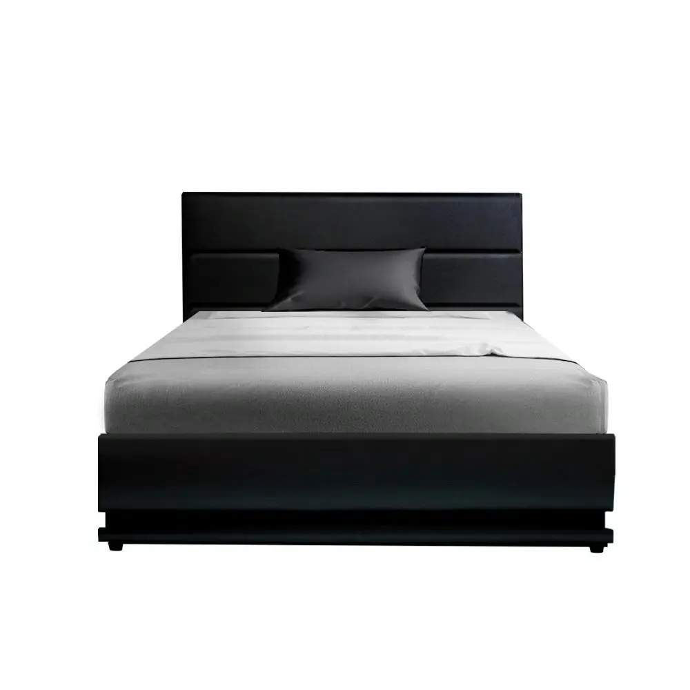 Artiss Bed Frame King Single Size LED Gas Lift Black LUMI