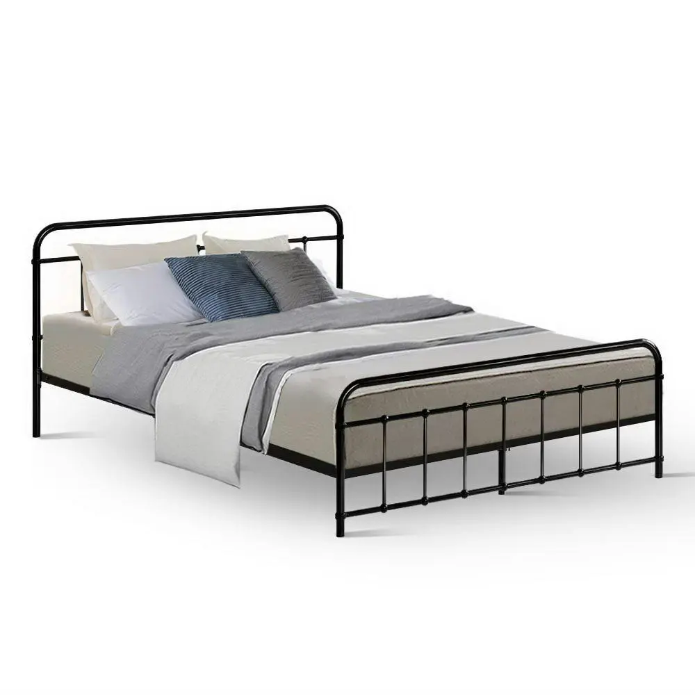 Artiss Bed Frame Metal Frames LEO - Queen (Black)