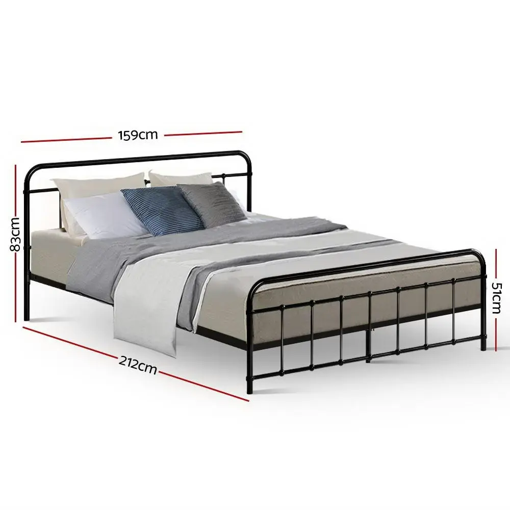 Artiss Bed Frame Metal Frames LEO - Queen (Black)