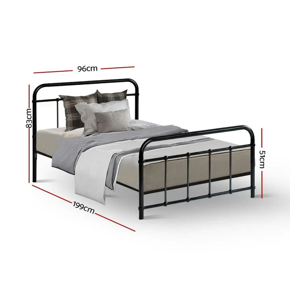 Artiss Bed Frame Metal Frames LEO - Single (Black)