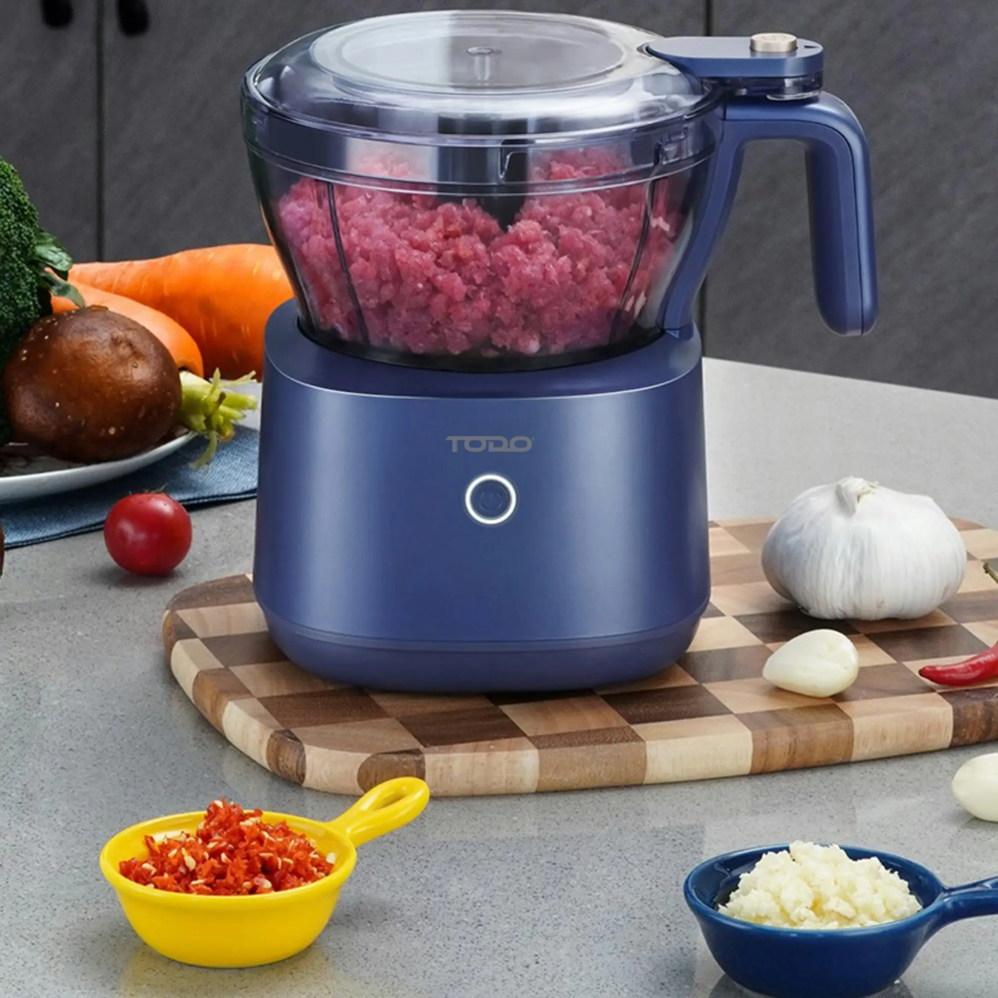 Todo Rechargeable Electric Food Processor Chopper Meat Grinder 7.4V 88W Stainless Steel Blade