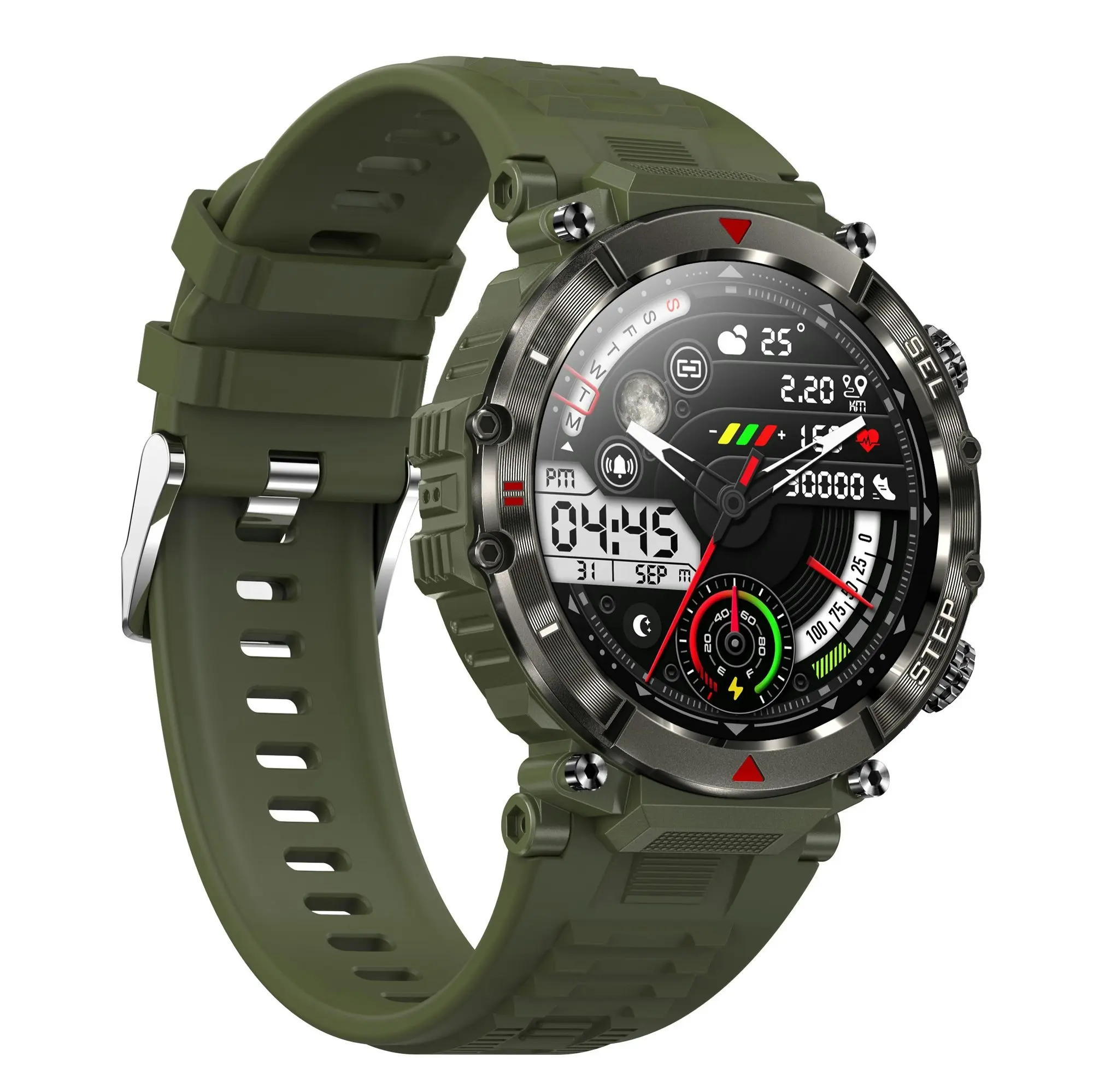 Bluetooth Smart Watch 1.39" IPS TFT Monitor Heart Rate Blood Pressure BT 5.2 - Green