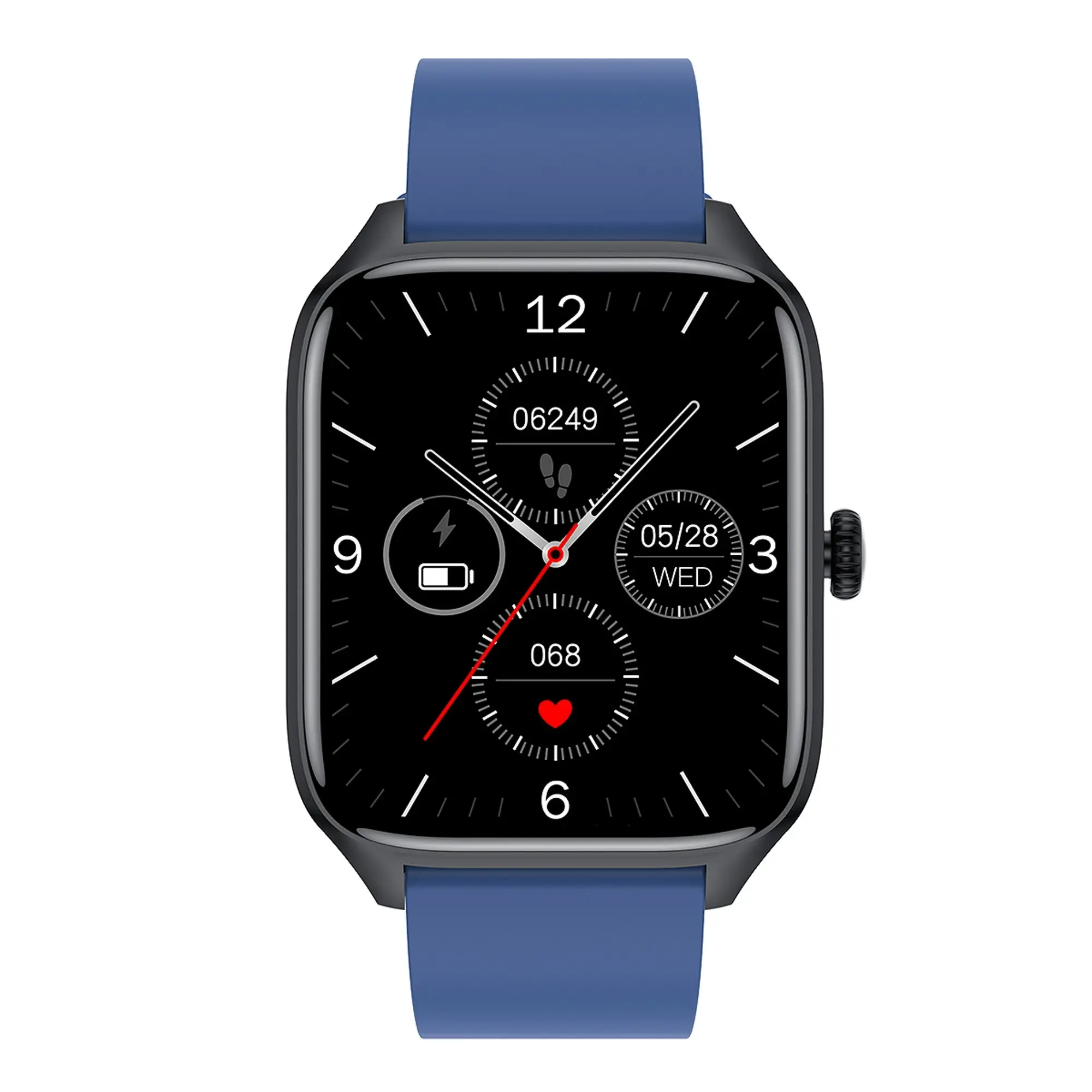 Bluetooth Smart Watch 1.96" IPS FHD Touch Screen Monitor Heart Rate Blood Pressure BT 5.2 - Blue