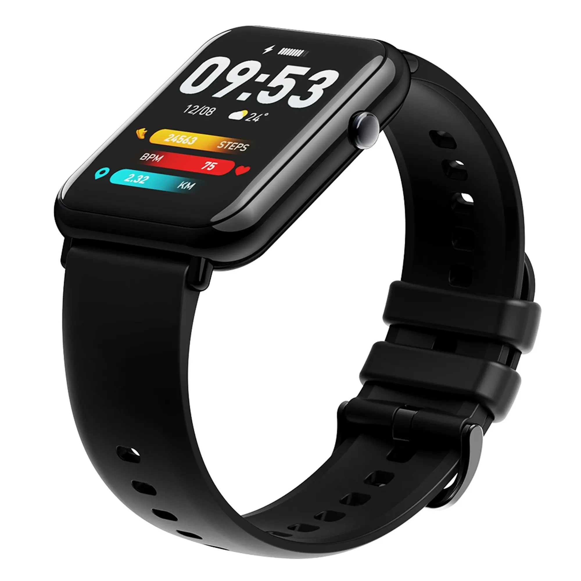 Bluetooth Smart Watch 1.69" 2.5D Touch Screen Call Heart Rate Blood Pressure BT 5.0 - Black