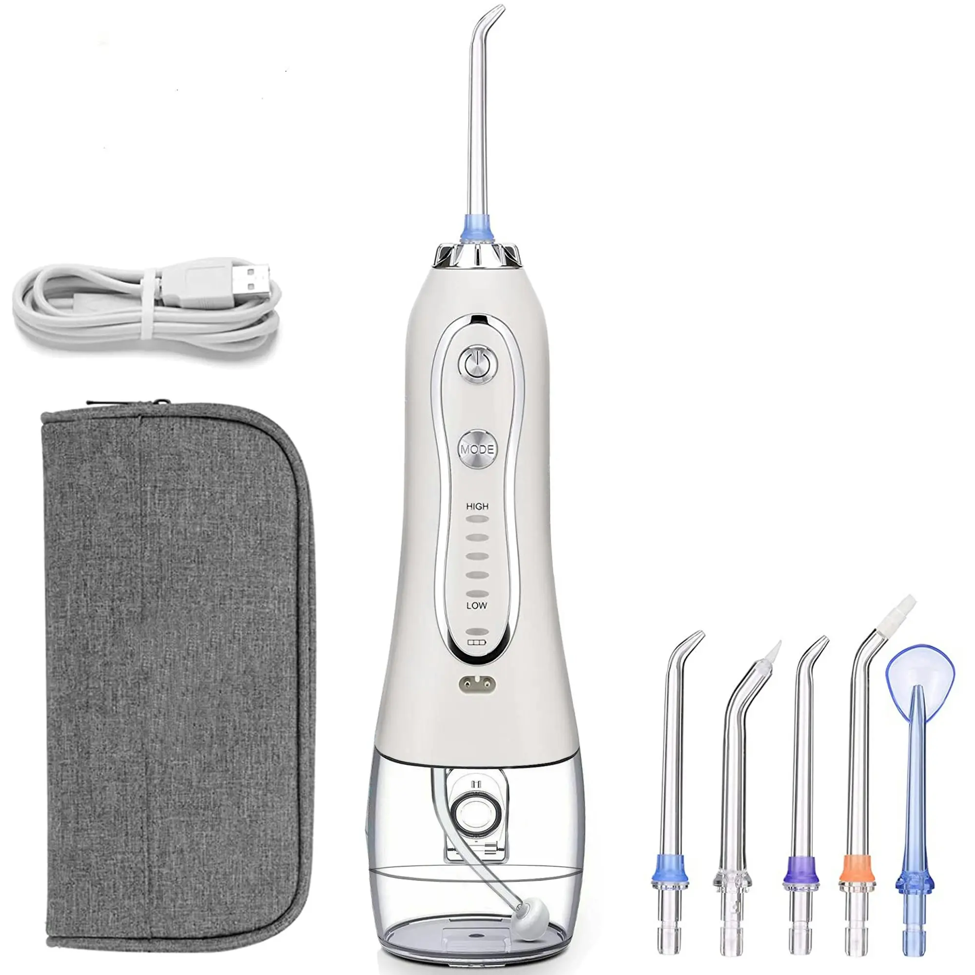 Todo Rechargeable Water Dental Jet Pick Flosser 5 Mode 110 PSI 2000mAh 3.7V Travel Oral Irrigator