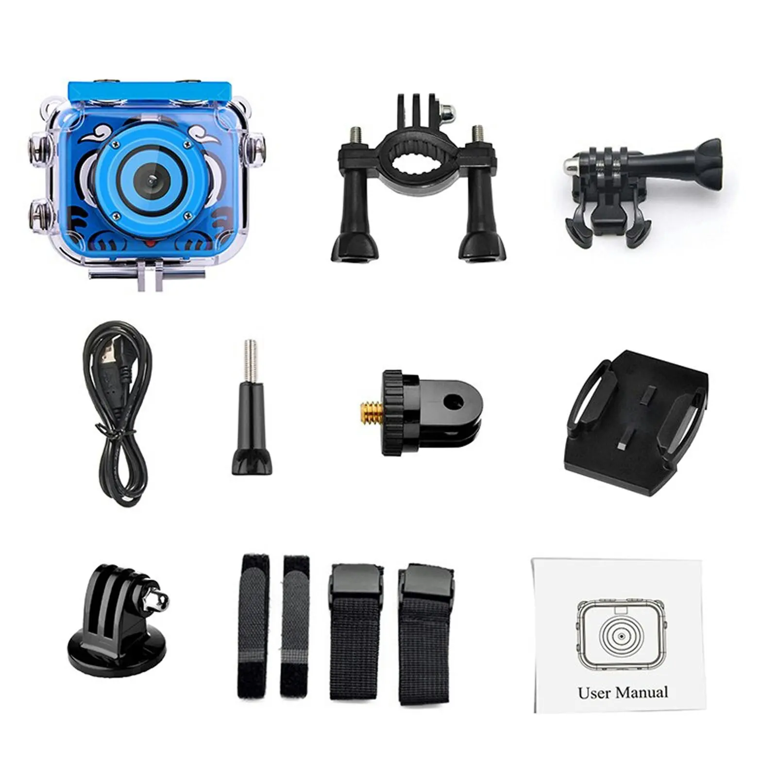 Todo 1080p FHD Kids Action Camera 30M Waterproof 2" LCD Action Cam - Blue