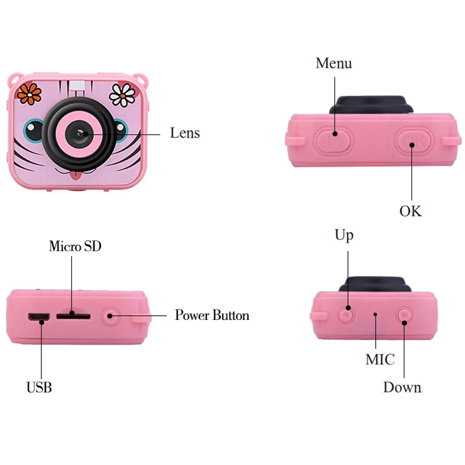 Todo 1080p FHD Kids Action Camera 30M Waterproof 2" LCD Action Cam - Pink