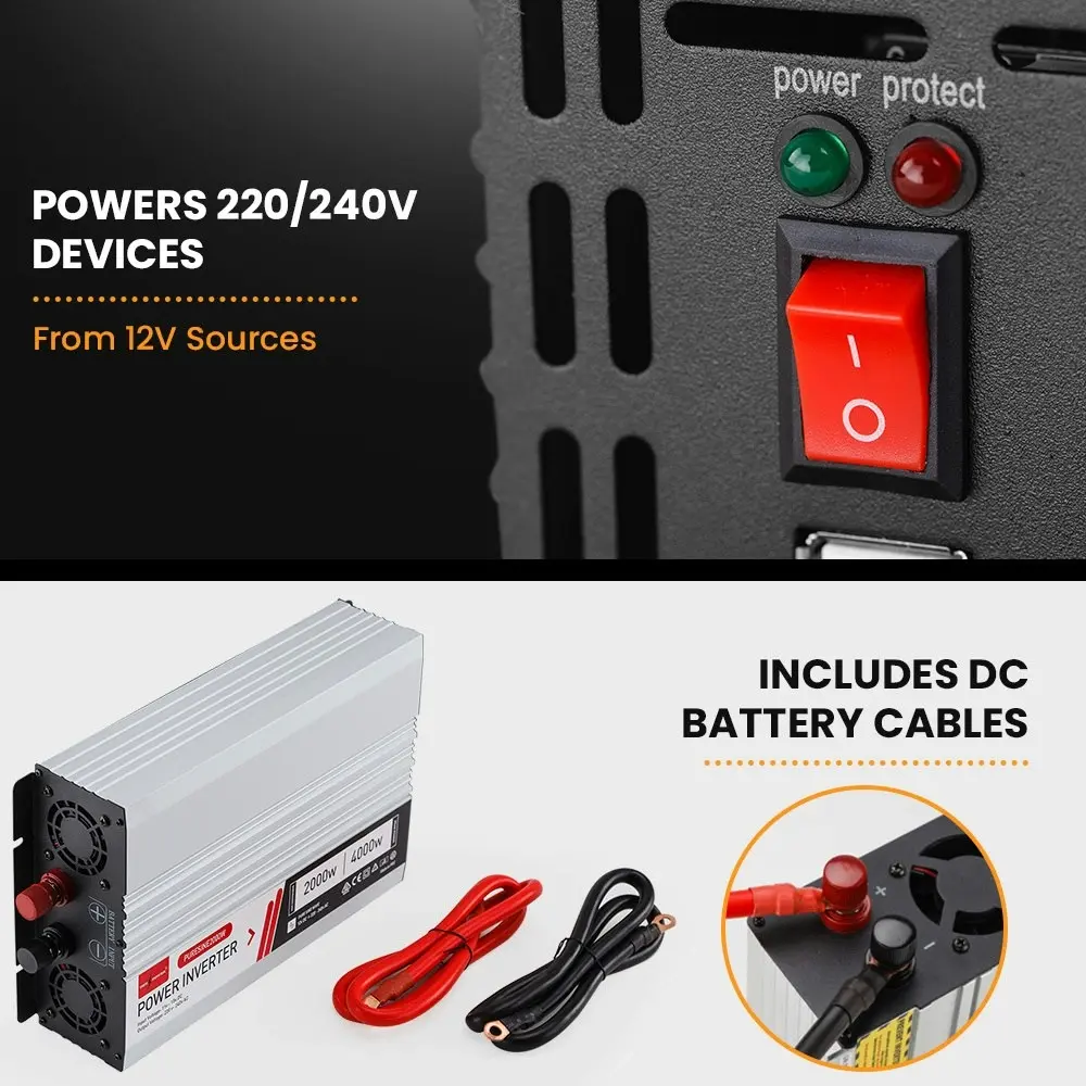 CTEK D250SE DC/DC 20A Dual Battery Charger System + Genpower Pure Sine Wave 2500W/5000W Power Inverter Bundle