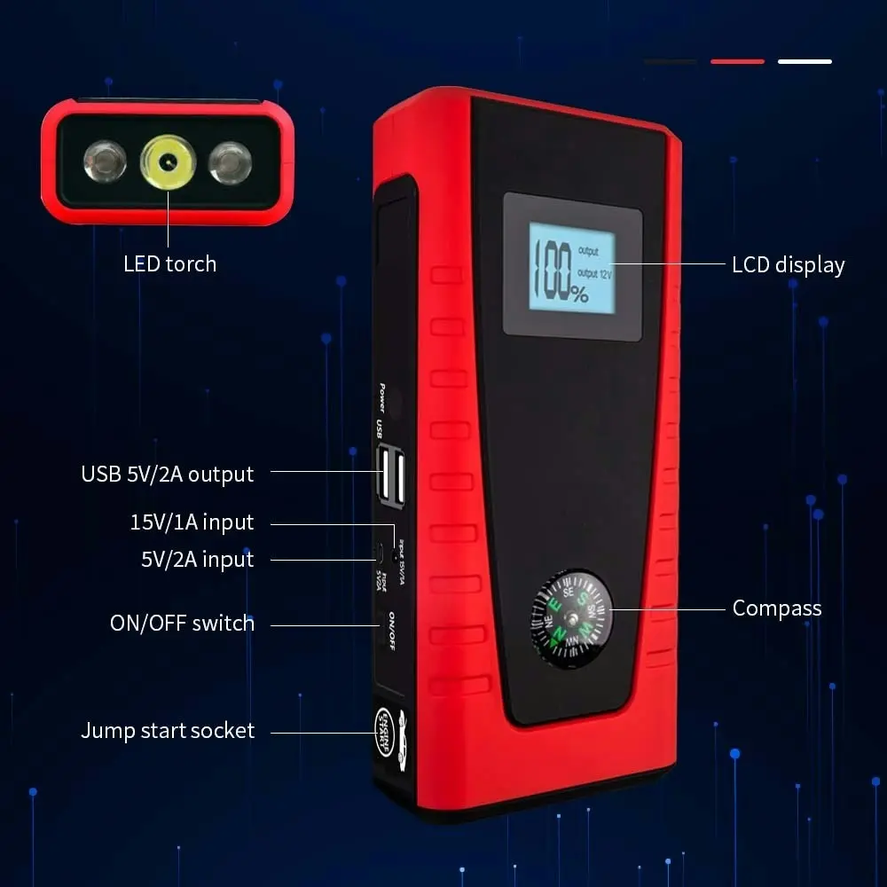 E-Power 25000mAh Jump Starter Portable 12V Battery Pack Powerbank Charger Booster LED Torch