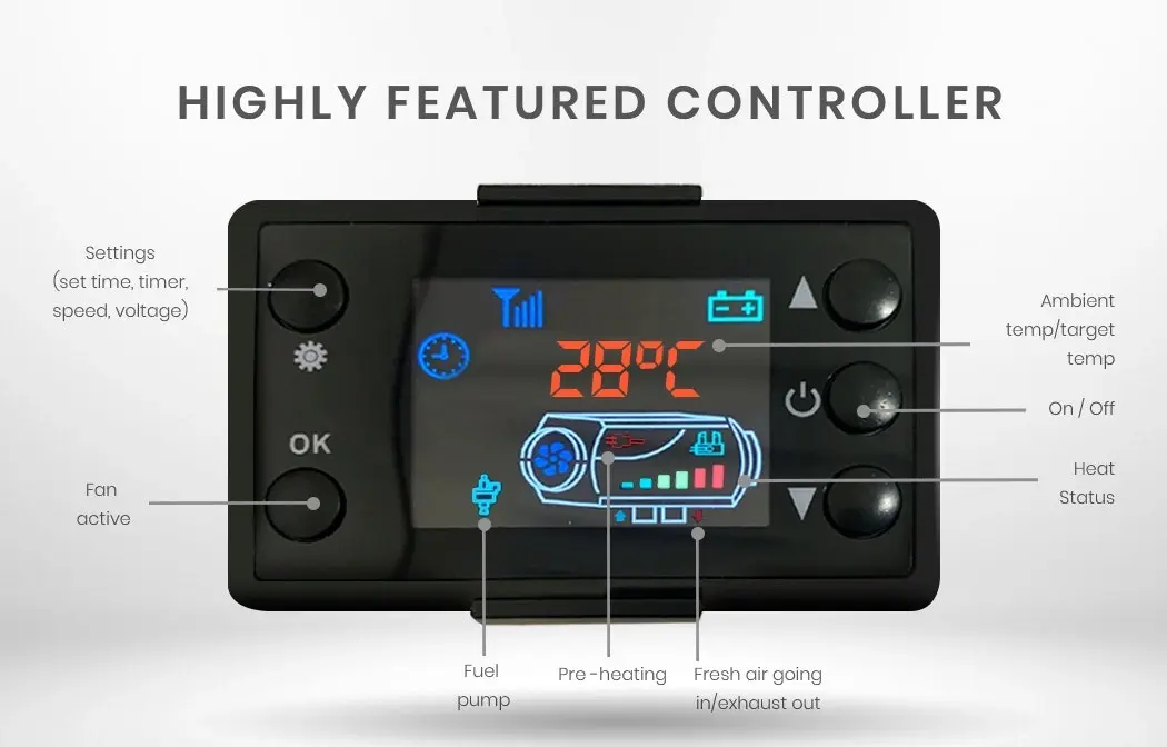 Thermomate Diesel Heater 12V 5kW Caravan Tank Remote Camper Trailer Van Air Motorhome Parking RV