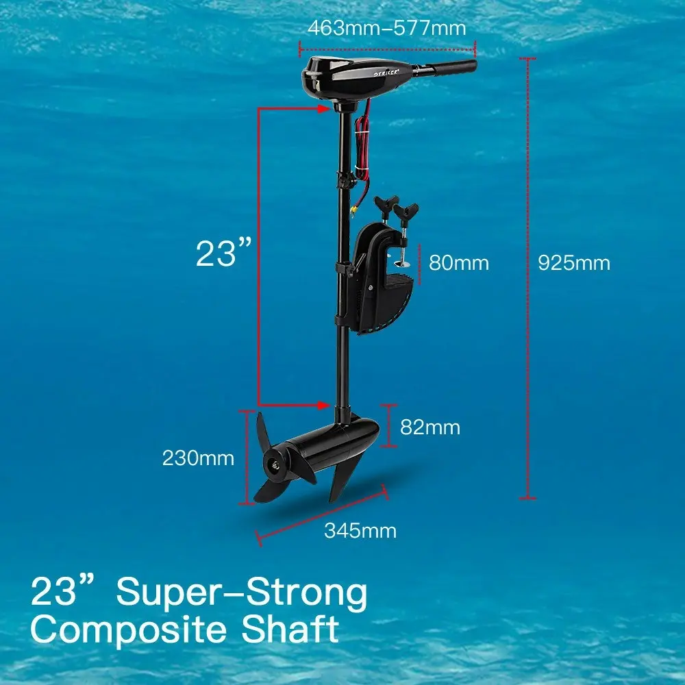 Striker 60LBS Electric Trolling Motor Inflatable Boat Shaft Fishing Marine Outboard Engine